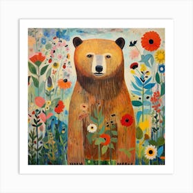 Bear and flowers 2 Art Print