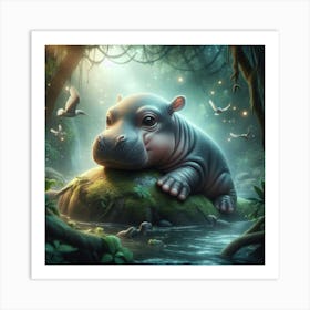 Baby Hippo Art Print