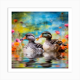 Ducks In The Water Art Print