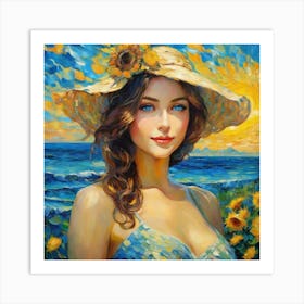 Woman In A Hatty Art Print