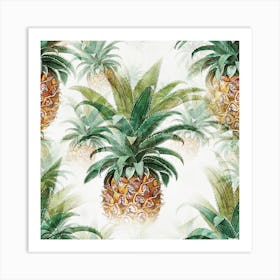 Pineapple Pattern Background Seamless Vintage Art Print