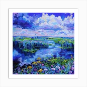 Blue Sky With Flowers Art Print