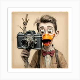 Duck With A Camera Art Print