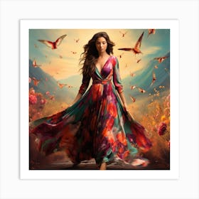 Girl In A Dress Art Print