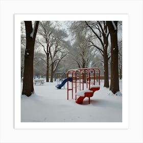 Playground In The Snow Art Print