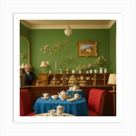 David Hockney Style. British Tea Room Series 10 Art Print