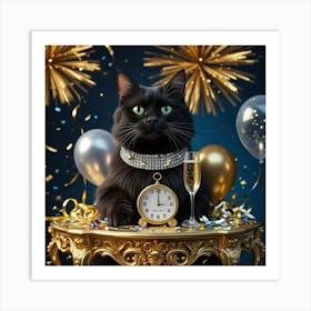 Leonardo Phoenix 10 A Regal Black Cat With Piercing Green Eyes 3 Art Print