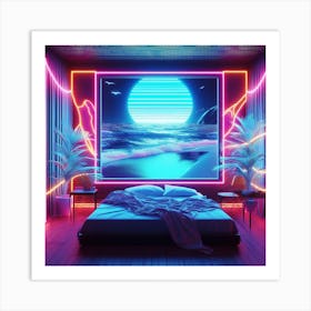 Neon Bedroom 3 Art Print
