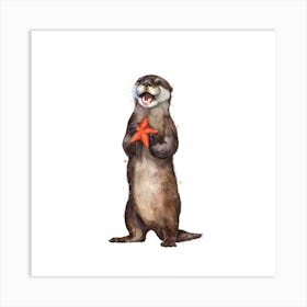 Otterly Delighted Otter Square Art Print
