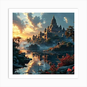 Sunset In Angkor Art Print