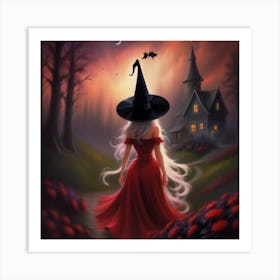 Witch In Red Dress Art Print