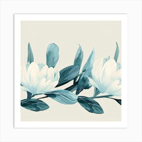 Watercolor Magnolias Art Print