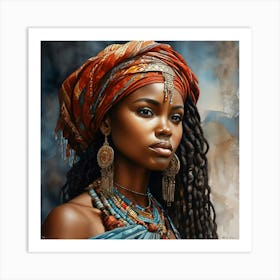 African Woman Watercolor Art Print