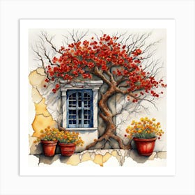 Tree In The Window Art Print