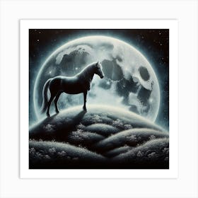 Horse In The Moonlight 38 Art Print