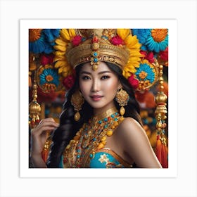 Beautiful Asian Woman In Traditional Costume Art Print