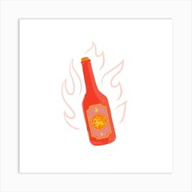 Red Chili Hot Sauce Square Art Print
