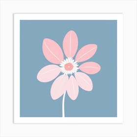 A White And Pink Flower In Minimalist Style Square Composition 706 Art Print