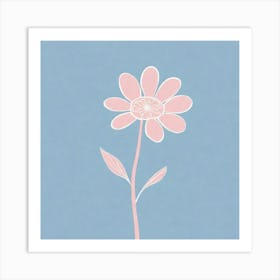 A White And Pink Flower In Minimalist Style Square Composition 80 Art Print