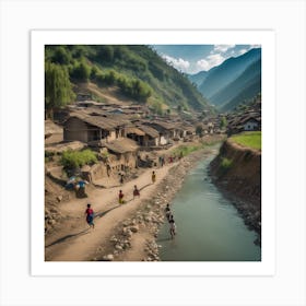 834100 Beautiful Villages On The Banks Of The River, Chal Xl 1024 V1 0 Art Print