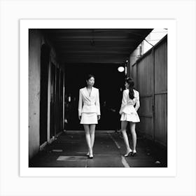 Two Women In White Suits Art Print