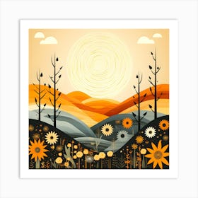 Sunflowers In The Field Art Print