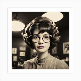 Woman In Glasses 1 Art Print