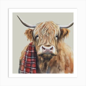 Watercolour Highland Cow Hamish Art Print