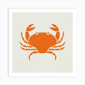 Orange Crab Seafood Lino Block Print Art Print