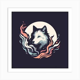 Wolf In Flames Art Print