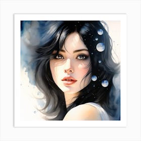 Watercolor Of A Girl Art Print