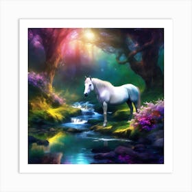 Young Foal by Woodland Garden Stream Art Print