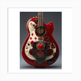 Heartstrings Monarchy: Queen of Hearts Guitar Elegance (1) Art Print