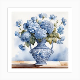 Blue Flower Vase Art Print