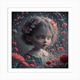 Girl In Flowers Art Print