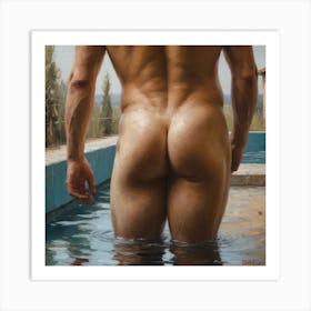 Nude Muscular Man, nice butt Art Print