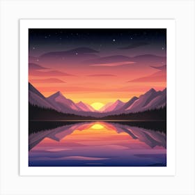 Sunset In The Mountains Art Print