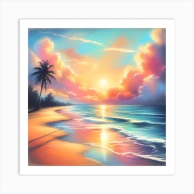 Sunset Beach Painting Art Print