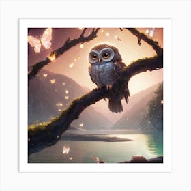 Owl In The Forest Art Print