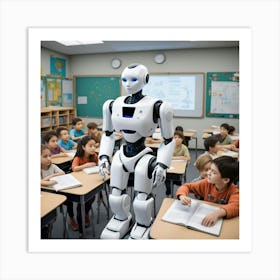 Robot In Classroom 4 Art Print