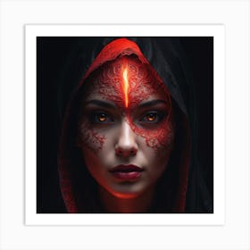 Woman With Red Eyes Art Print