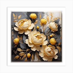 Pattern with Yellow Peony flowers 1 Art Print