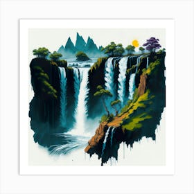 Colored Falls Ink Painting (126) Art Print