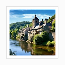 City River Castle Bridge Village Nature Europa History Aveyron Villa Nautical Tour Touris (1) Art Print