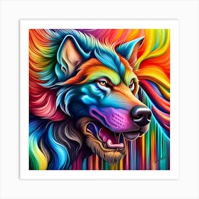 Rainbow Wolf 4 Art Print