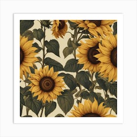 Default Default Retro Vintage Sunflower For Defferent Seasons 2 Art Print