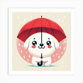 Cute Dog With Umbrella 2 Art Print