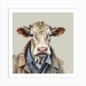 Watercolour British Cow Wilfred Art Print