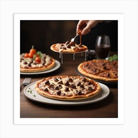 Pizzas On A Table Art Print