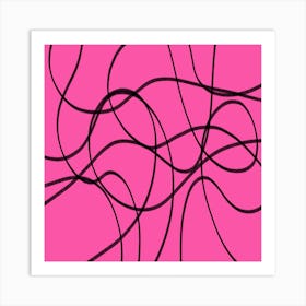Pink and Black Line Art Art Print